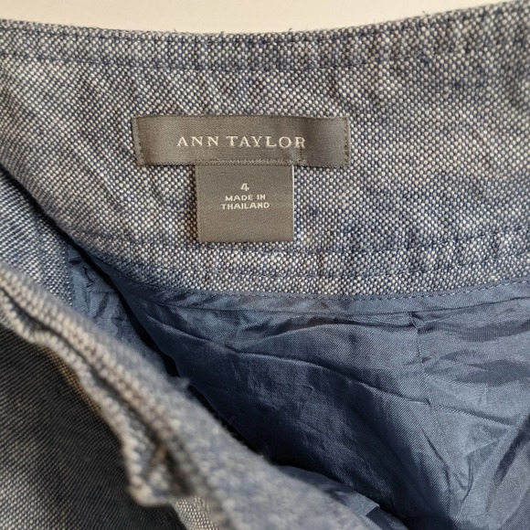 Ann Taylor Blue Linen Fit n Flare Skirt with Pocke - Picture 12 of 12